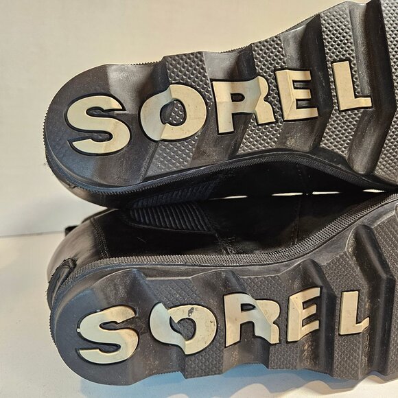 Sorel Harlow Chelsea Boots Womens 11 Black Leather Slip On Elastic side inserts - Picture 12 of 15